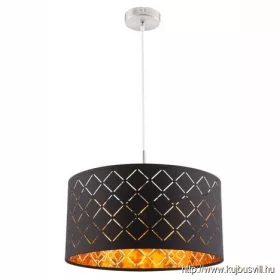   GLOBO 15229H CLARKE Függeszték  textil ,fekete-arany, ø: 400, H:1400, exkl. 1xE2