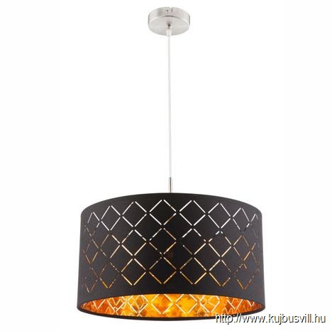 GLOBO 15229H CLARKE Függeszték  textil ,fekete-arany, ø: 400, H:1400, exkl. 1xE2