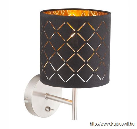 GLOBO 15229W CLARKE Falikar textil,fekete-arany,  BxH:150x260, AL:190, exkl. 1xE