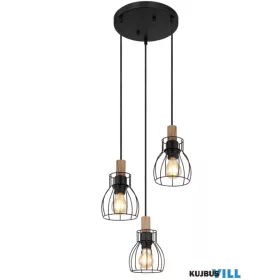   GLOBO 15326-3H1 MINA Függeszték fém fekete matt, fa sötétbarna, fekete matt fém r