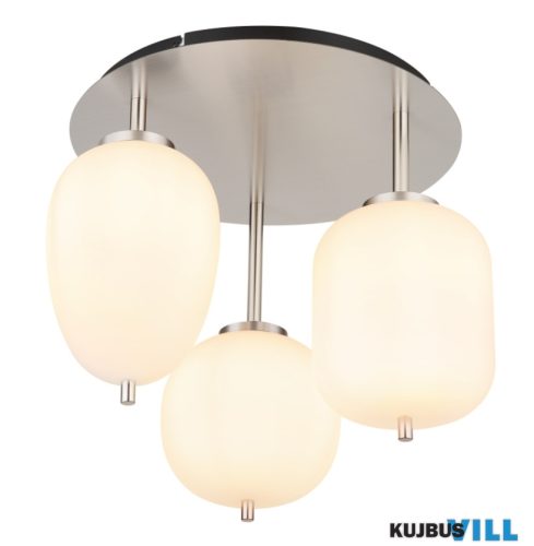 GLOBO 15345-3DNO Mennyezeti lámpa fém nikkel matt, üveg opál, 3 különböző üveg, ø: 460mm, M:360mm, üveg átmérő: 1 x 1
