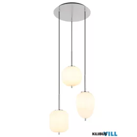   GLOBO 15345-3NO BLACKY I Függeszték  fém nikkel matt, üveg fehér, kábel PVC fekete, m