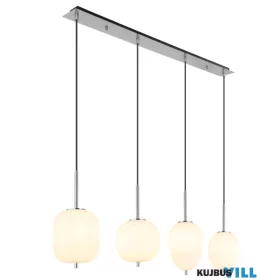   GLOBO 15345-4NO BLACKY I Függeszték  fém nikkel matt, üveg fehér, kábel PVC fekete, m