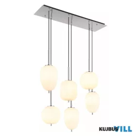   GLOBO 15345-6NO BLACKY I Függeszték  fém nikkel matt, üveg fehér, kábel PVC fekete, m