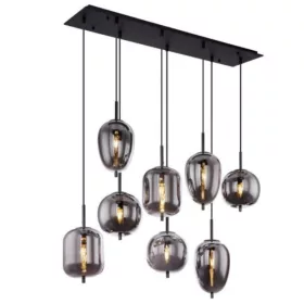   GLOBO 15345-8 BLACKY Függeszték fekete fém váz, füstszínű 8 különböző méretű, és