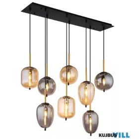   GLOBO 15345-8A BLACKY Függeszték  fém matt fekete, matt sárgaréz, füstszínű  üveg,