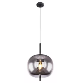   GLOBO 15345H1 BLACKY Függeszték fekete fém, füstszínű üveg búrával.  Ø:300, H:120