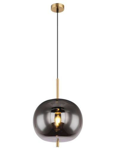 GLOBO 15345H1MM BLACKY I Függeszték fém matt sárgaréz, füstszínű üveg búrával.  ø: 30