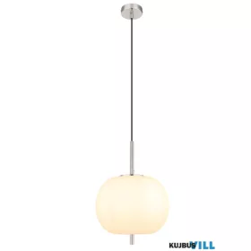   GLOBO 15345H1NO BLACKY I Függeszték  fém nikkel matt, üveg fehér, kábel PVC fekete, m