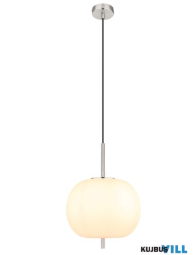 GLOBO 15345H1NO BLACKY I Függeszték  fém nikkel matt, üveg fehér, kábel PVC fekete, m