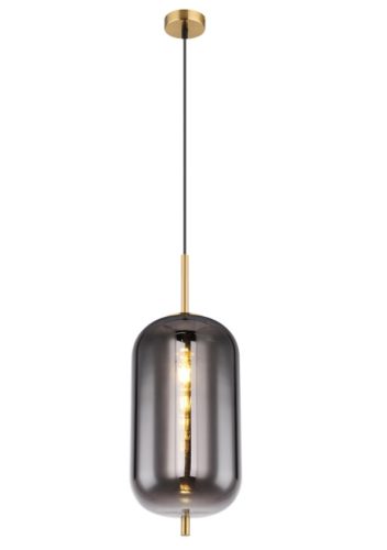 GLOBO 15345H2MM BLACKY I Függeszték fém matt sárgaréz, füstszínű üveg búrával.  ø: 22