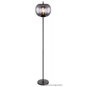   GLOBO 15345S BLACKY Állólámpa fekete fém, füstszínű üveg búrával.  Ø:300, H:1600