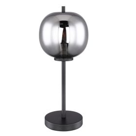   GLOBO 15345T BLACKY Asztali lámpa fekete fém, füstszínű üveg búrával.  Ø:185, H: