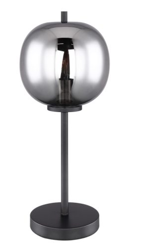 GLOBO 15345T BLACKY Asztali lámpa fekete fém, füstszínű üveg búrával.  Ø:185, H:450, exkl. 1xE14 40W 230V