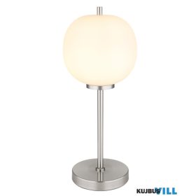   GLOBO 15345TNO BLACKY I Asztali lámpa fém nikkel matt, üveg fehér, billenőkapcsoló a