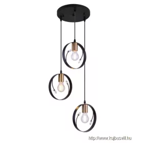   GLOBO 15346-3 VIGO Függeszték fém fekete. Ø:392, H:1500, exkl. 3xE27 60W 230V