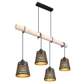   GLOBO 15451-4H ABLONA Függeszték fém fekete alaplap, fekete kábel, fém fekete-aran