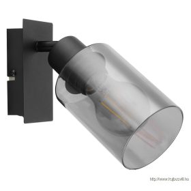   GLOBO 15465-1 HADERA Spotlámpa fém fekete matt, füstszínű üveg, billenőkapcsolóva