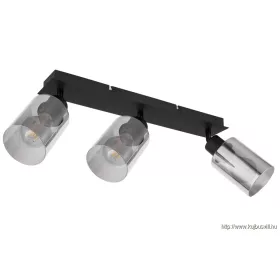   GLOBO 15465-3 HADERA Spotlámpa fém fekete matt, füstszínű üveg, HxSzxM:470x90x215