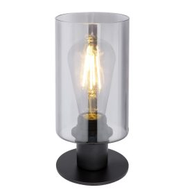   GLOBO 15465T HADERA Asztali lámpa matt fekete fém váz, füstszínű üveggel.  , Ø:1