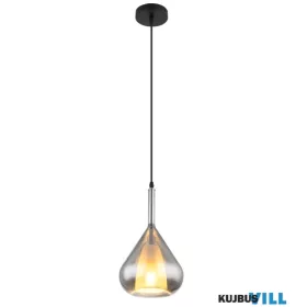   GLOBO 15542 GEEKY Függeszték fém fekete matt, füstszínű üveg, fekete kábel, ma