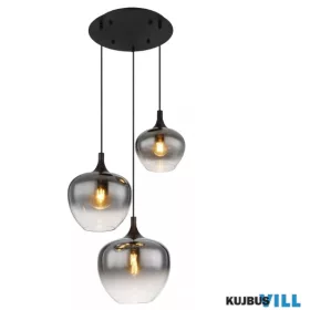   GLOBO 15548-3H MAXY Függeszték  fém matt fekete, füstszínű  üveg, kábeltextil fe
