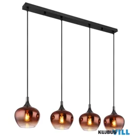   GLOBO 15548-4HG MAXY Függeszték fekete matt fém, fekete-króm fém, réz színű/átlát