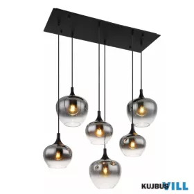   GLOBO 15548-6H MAXY Függeszték  fém matt fekete, füstszínű  üveg, fekete textil