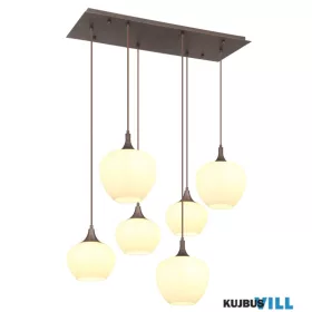   GLOBO 15548-6HC MAXY Függeszték  fém kávé színű, fehérüveg, fekete textil kábel,