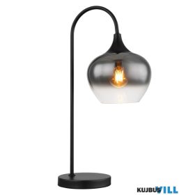   GLOBO 15548T MAXY Asztali lámpa fém matt fekete, füstszínű  üveg, fekete texti