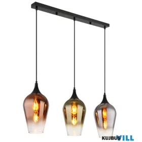   GLOBO 15552-3H LAVUS Függeszték fém fekete matt, réz/arany/krómozott üveg búra át