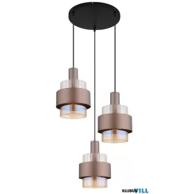   GLOBO 15560-3HA MILLEY Függőlámpa, fém fekete, borostyán búra,3xE27.