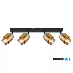   GLOBO 15560-4 MILLEY Spotlámpa matt fekete fém, füstszínű  üveg, sárgaréz gyűrű,