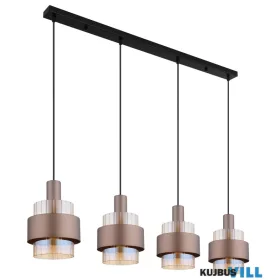   GLOBO 15560-4HA MILLEY Függőlámpa, fém fekete , borostyán búra,4xE27.