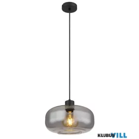   GLOBO 15566H GIUSEPPE Függeszték  fém matt fekete, üveg füstszínű, magassága leröv