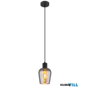   GLOBO 15627 RYAN Függeszték fém fekete matt, füstszínű üveg, fekete PVC kábel