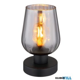   GLOBO 15627T RYAN Asztali lámpa fém fekete matt, füstszínű üveg, fekete PVC ká