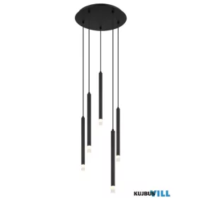   GLOBO 15629-5 BLAKE Függeszték fém fekete matt, akril szaténozott, átlátszó, káb