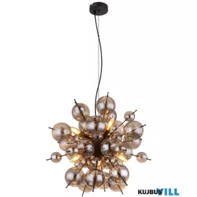   GLOBO 15633HS UDO Függeszték fém fekete matt, füstszínű üveggömbök, fekete PVC