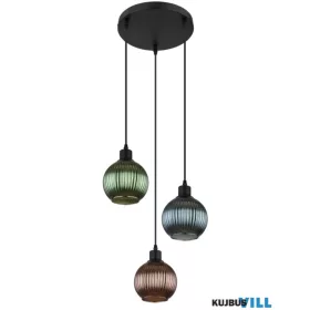   GLOBO 15638-3 ZUMBA Függeszték fém fekete matt, üveg búra, kábel PVC fekete, ø: