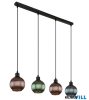 GLOBO 15638-4 ZUMBA Függeszték fém fekete matt, üveggömbök, fekete PVC kábel, ma