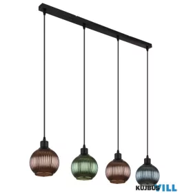   GLOBO 15638-4 ZUMBA Függeszték fém fekete matt, üveggömbök, fekete PVC kábel, ma