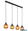 GLOBO 15638-4 ZUMBA Függeszték fém fekete matt, üveggömbök, fekete PVC kábel, ma