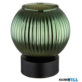   GLOBO 15638TG ZUMBA Asztali lámpa fém fekete matt, zöld színű üveg búra, belül f