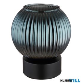   GLOBO 15638TP ZUMBA Asztali lámpa fém fekete matt, petroleumkék üveg búra, belül