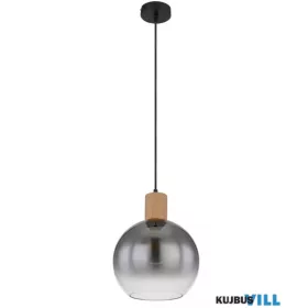   GLOBO 15656H MOITAS Függeszték  fém matt fekete, MDF fa hatású  sötét, üvegfüsts