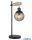 GLOBO 15657T RICHARD Asztali lámpa fém matt fekete, natúr fa, füstszínű  üveg, átlátszó műanyag kristályok, fekete PVC ká