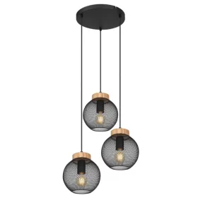   GLOBO 15663-3H PABLO Függeszték fém matt fekete mennyezetrózsa, fa barna dekoráci