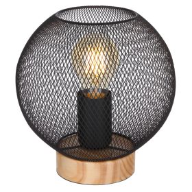   GLOBO 15663T PABLO Asztali fém matt fekete mennyezetrózsa, fa barna dekoráció,