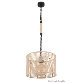   KIFUTÓ GLOBO 15672H HALIA Függeszték matt fekete fém váz,  barna kenderkötéllel körbefonva. Ø:310, H:1200, fényforrás nélkül 1